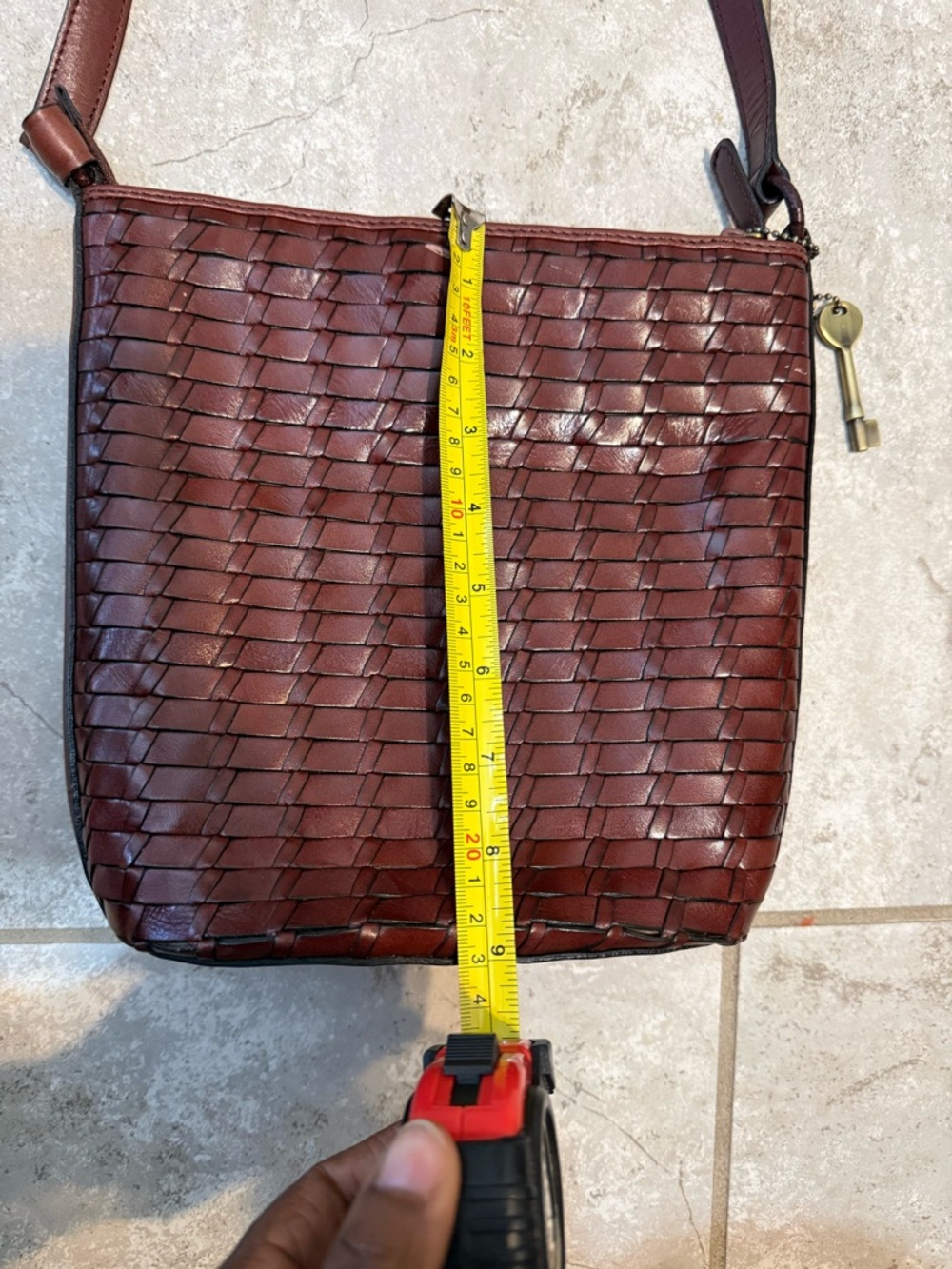 Fossil Dark Brown Woven Crossbody Bag - Picture 9 of 11